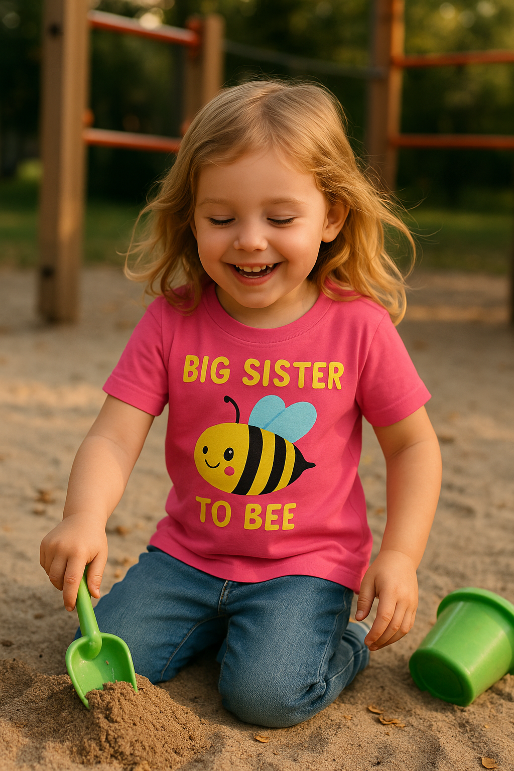 Ett barn med en storasyster-tröja