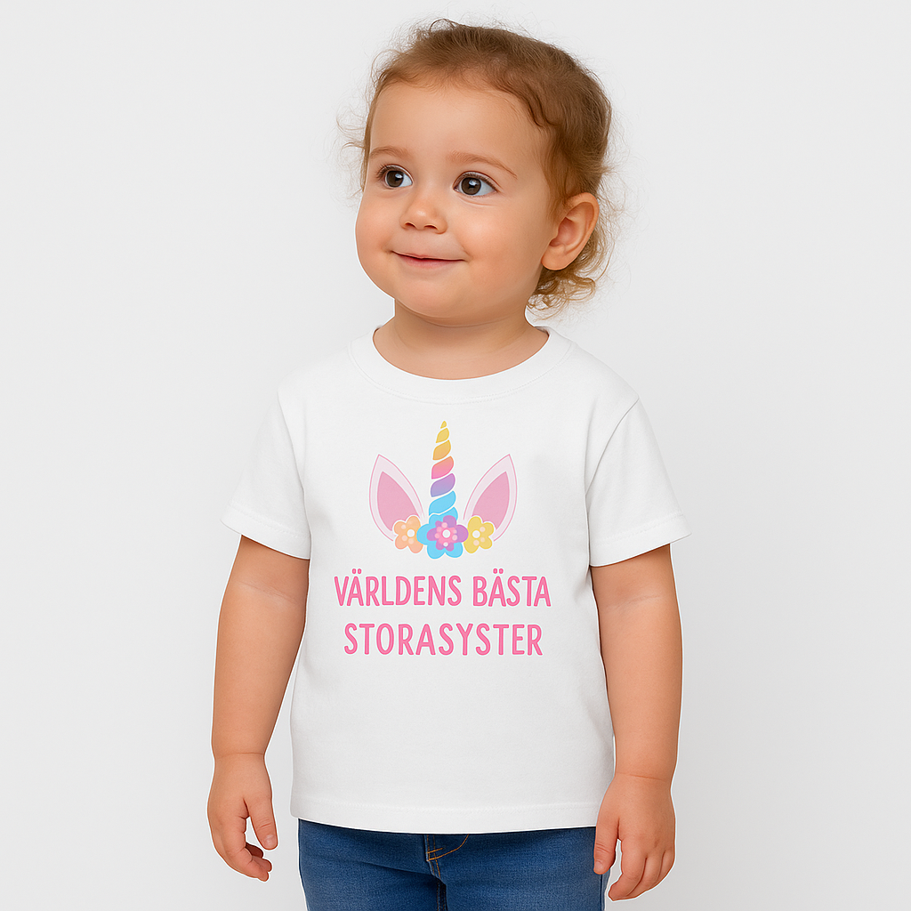 Världens Bästa Storasyster T-shirt - Unicorn Horn