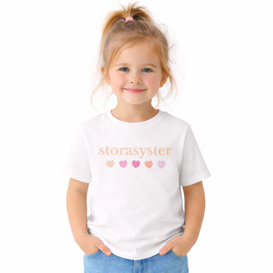 Storasyster – T-shirt med hjärtan