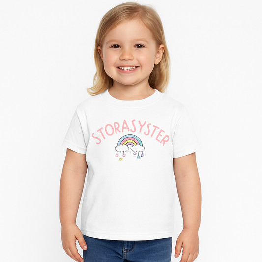Storasyster vit T-shirt rainbow 